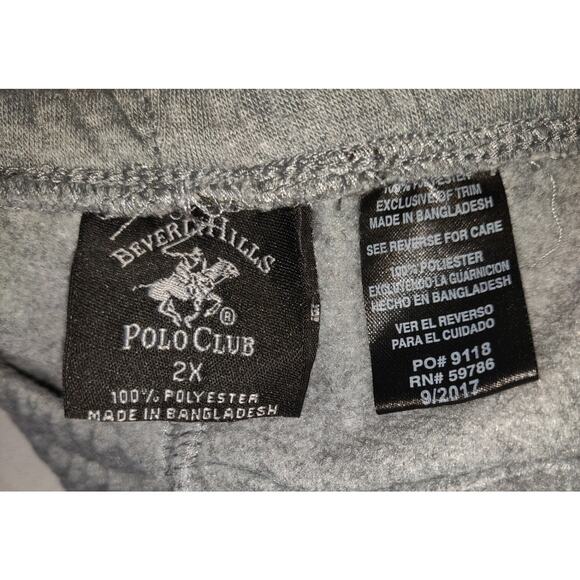 Beverly Hills Polo Club Sweat Pants Mens 2X Joggers Athletic Gray Unisex Fleece - Picture 4 of 16